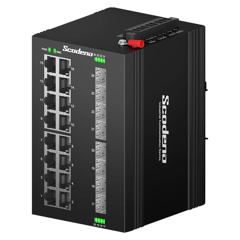 Switch Ethernet Gestito Industriale A 24 Porte Con 16 Porte Ethernert Gigabit Rj 45 E 8 Porte Gigabit Fiber Sfp