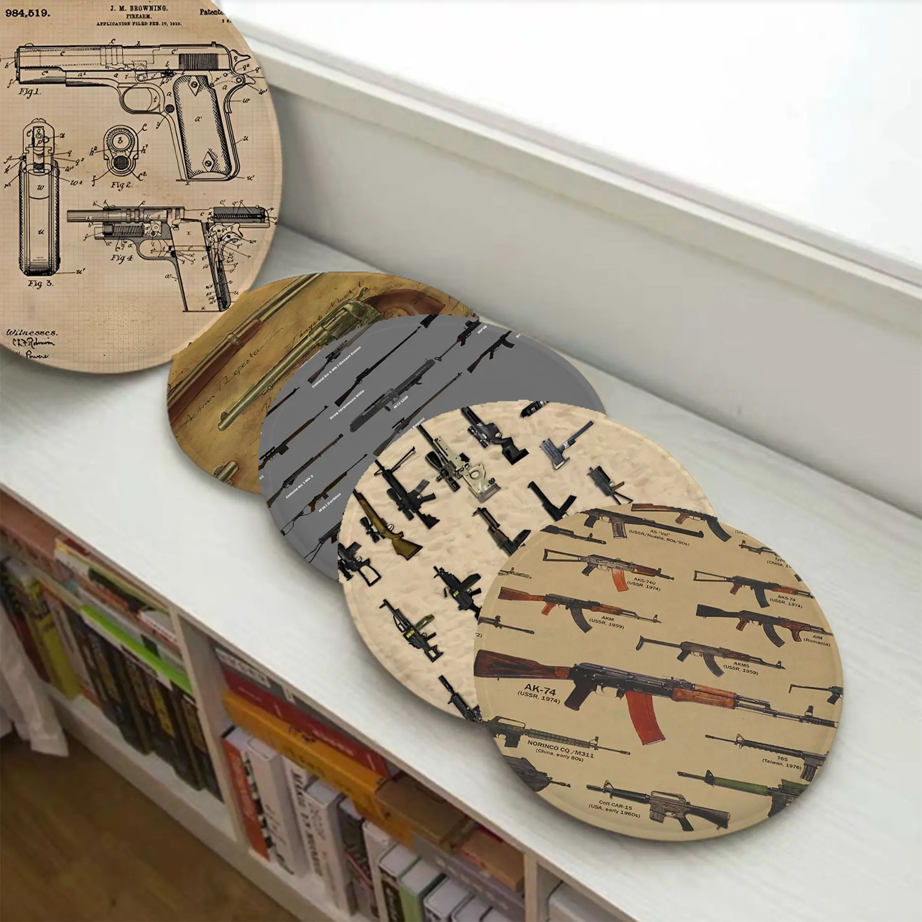 

World Famous Gun Posters Military Fans Vintage Simplicity Multi-Color Chair Mat Soft Seat Cushion For Dining Home Garden Sofa