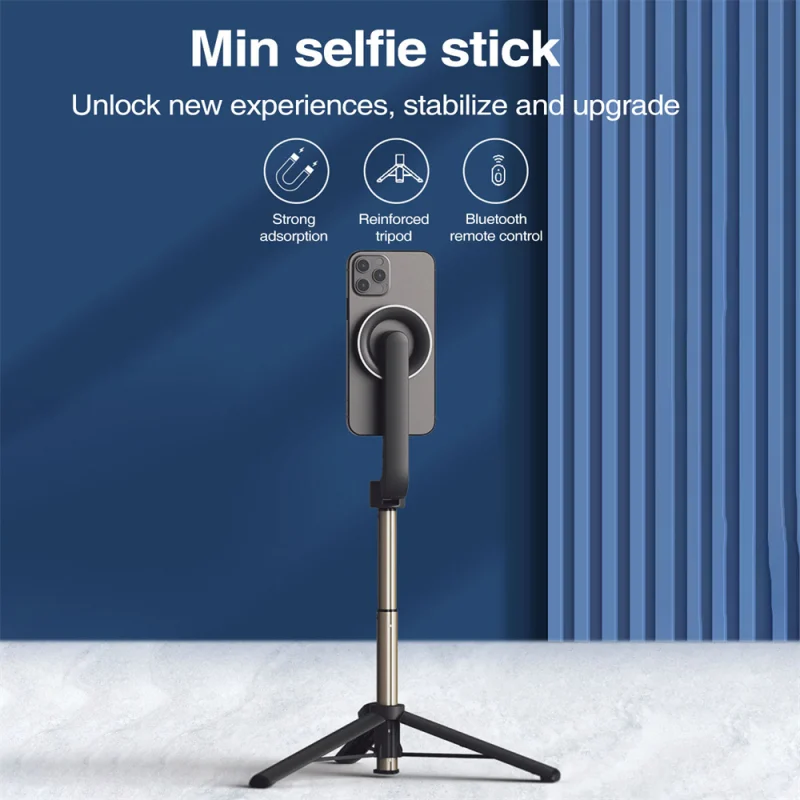 

Portable Magnetic Selfie Stick Phone Holder Handheld Stabilizer for Magsafe Wireless Telescopic Rod Tripod for iPhone 14 Bracket