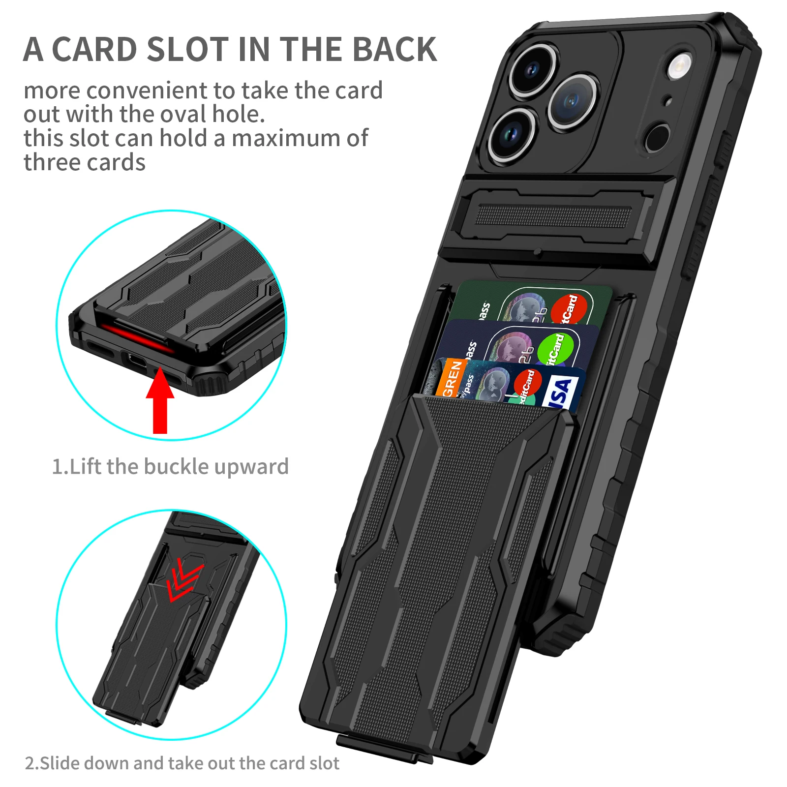 Shockproof Card Wallet Phone Case with ID and Cash Pocket