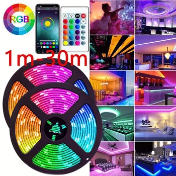 Bluetooth RGB LED Strip Light 5V USB Remote APP Control Flexible Tape Light Backlight Gaming Room Christmas Halloween DIY Decor