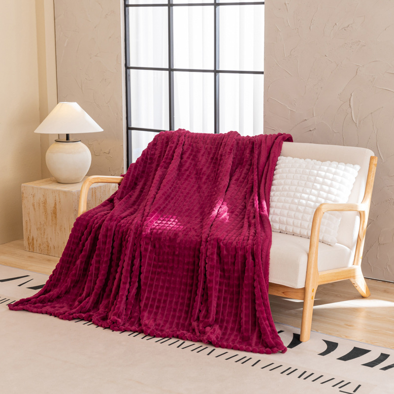 New Luxury Jacquard Taffy Fleece Blanket Solid Color Multi Use Throw for Sofa Office Nap  Air Conditioning