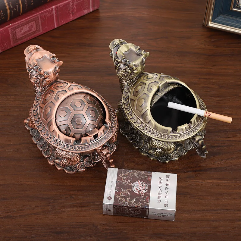 

Metal Ashtray, Home Living Room, Creative Personality, Trend, with Lid, Large Capacity, Anti-fly Ash, Anti-fall