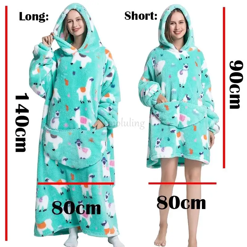 Comprar Bata con capucha de lana cálida de invierno para mujer Manta de  gran tamaño de 140 cm con mangas Sudaderas con capucha cálidas de lana  Sudaderas Manta de TV gigante Bata