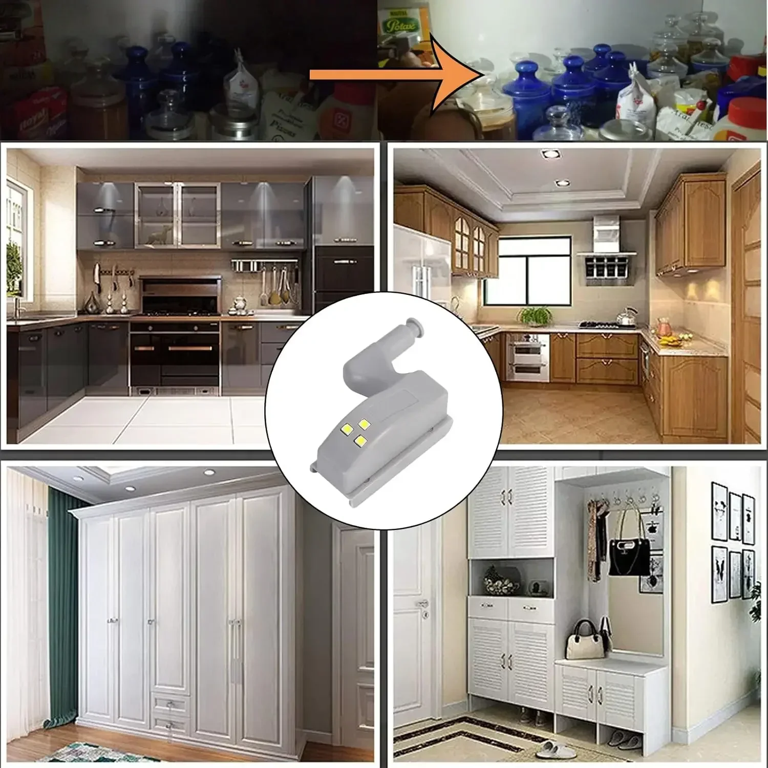 LED Night Light LED Cabinet Light LED Motion Sensor Light Cabinet Lights Motion Sensor Light LED Cabinet Lights Motion Sensor Lights Under Cabinet Light 1-10pcs LED Inner Hinge Lamp Under Cabinet Wardrobe Cupboard Sensor for Bedroom Kitchen Closet