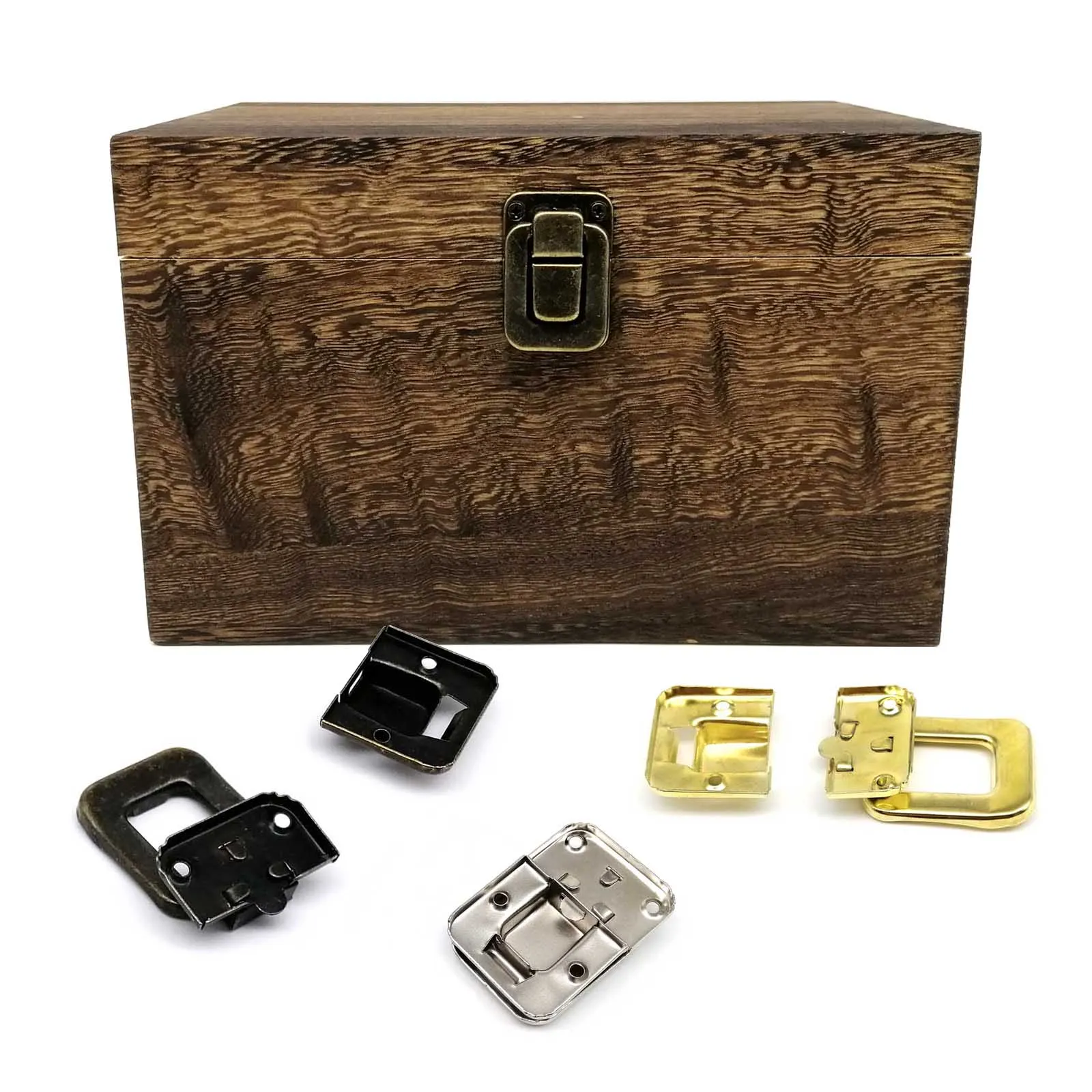 Antique Brass Golden Jewelry Chest Gift Wine Wooden Box Case Toggle Latch Suitcase Hasp Leather Bag Closure Lock with Screws