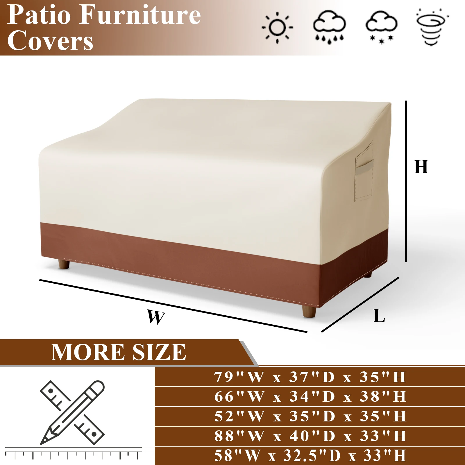 New 420D Outdoor sofa chair cover with handle Garden Waterproof Wind-Proof Anti-UV Against dust Rain Snow Protection Cover 3