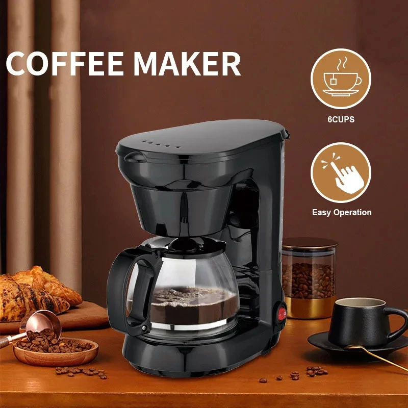 

750ml Automatic Drip Coffee Maker High Capacity Italian Semiautomatic Coffee Machine Retro American Milk Tea Machine Coffee Pot