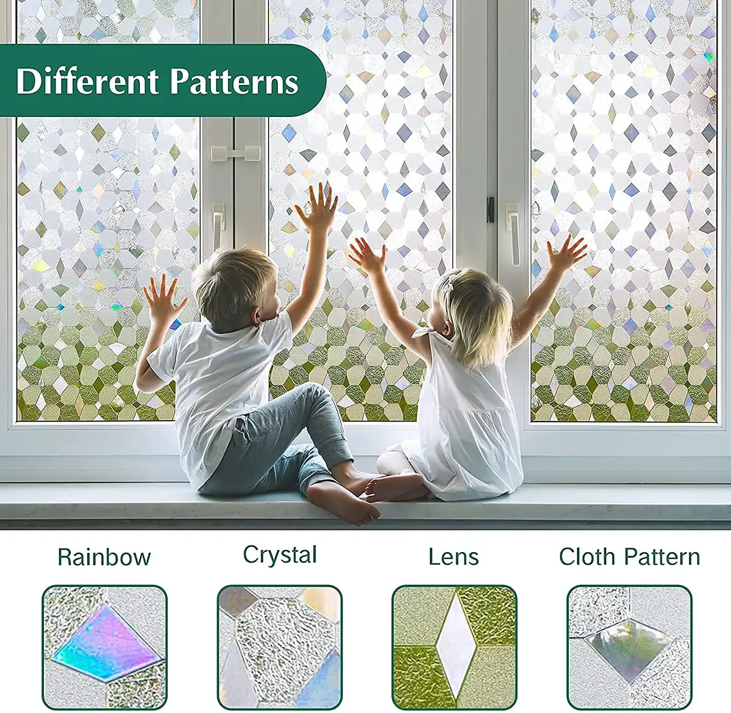 Fresnel Lens Window Film, 3D No Glue Static Decorative Residential Privacy Films for Glass, Non Adhesive, Heat Control, Anti UV