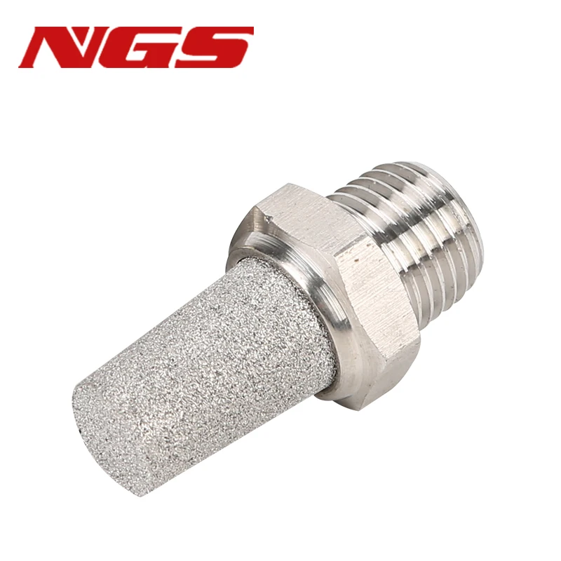 공압 머플러 스테인레스 스틸 304 에어 피팅 배기 커넥터, 전자기 밸브 플랫 헤드 소음 감소 소음기 PT1/8 인치