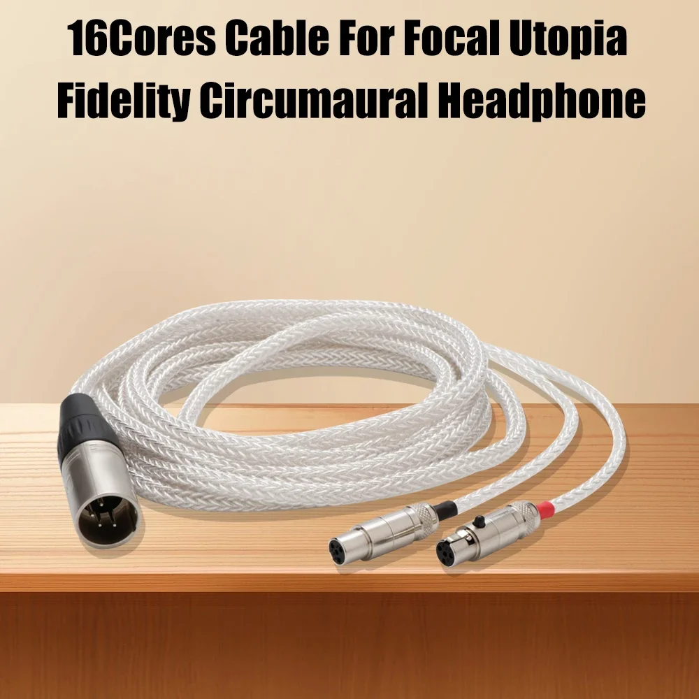 1Pc 16 Core Placcato Argento 4Pin Xlr Bilanciato Per Audeze Lcd-2, Lcd-3, Lcd-4, Lcd-X