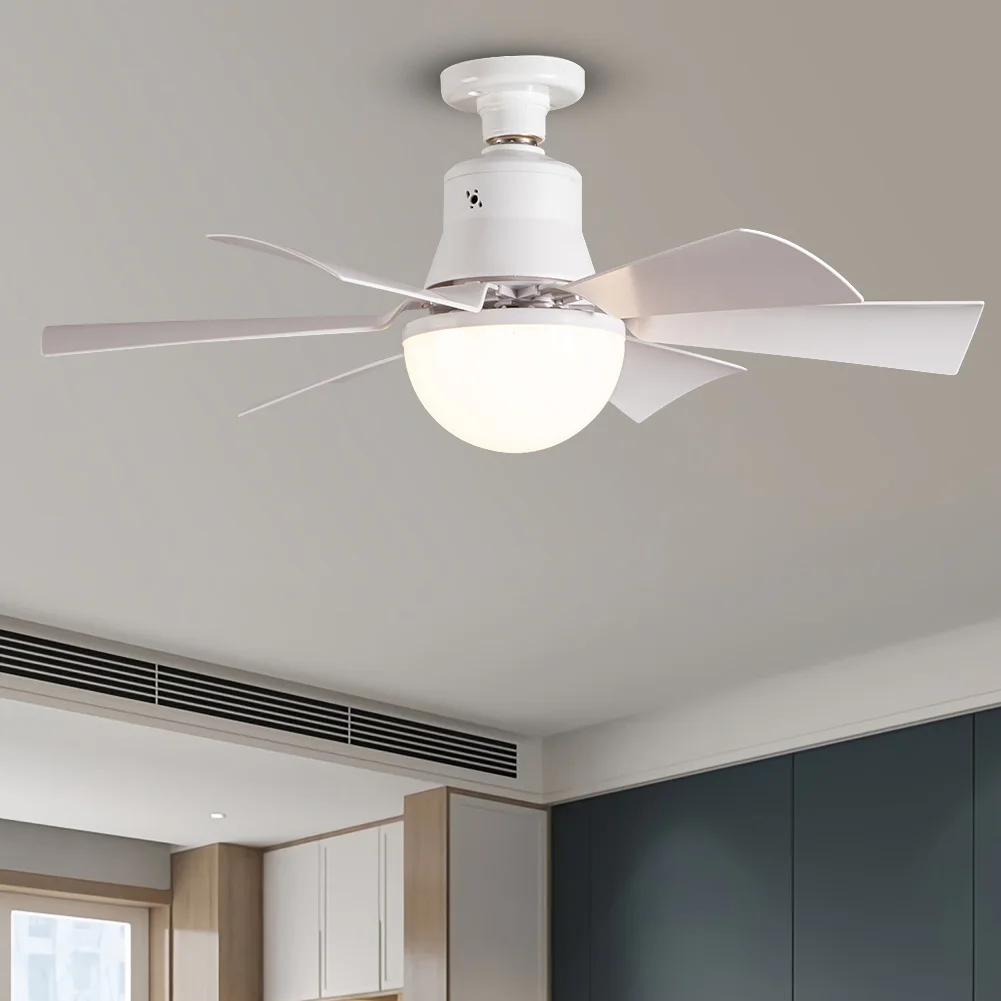 Ceiling Fan Light with Remote 3 Gear Wind Speed Socket Ceiling Fan Dimmable LED Light Fan 6 Blades for Home Office
