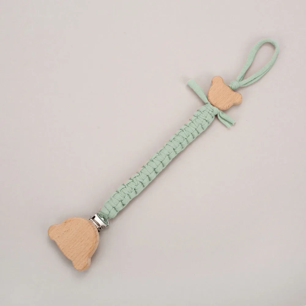 Pacifier chain Name Wooden Personalized Baby Pacifier Chain Braided Weave Dummy Nipple Holder Guard Teether Pendant Newborn Gift Stuff