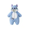 MINISO Stitch Winter Baby Thickened Padded Cotton Climbing Clothes Cute Infant Bodysuit Warm Going Out Outfit Kawaii 0-1 Years