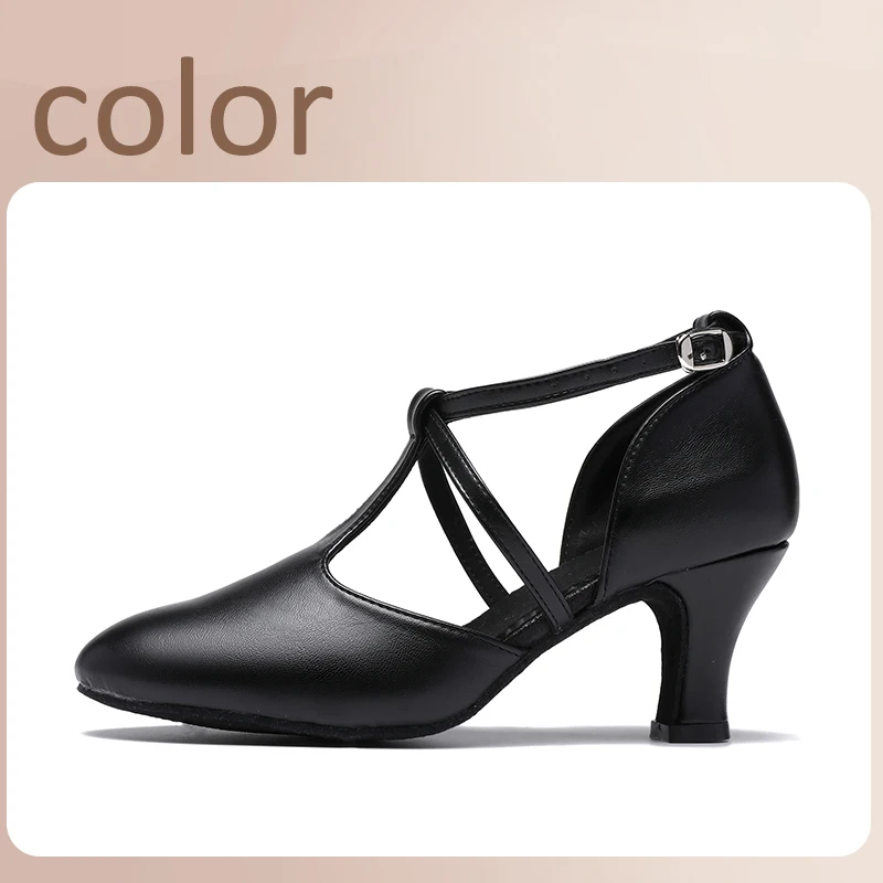 Dance Shoes HROYL Latin Dance Shoes Women Mid-heel 6CM Ladies Adult Soft-soled Professional Sandals Waltz Dancing shoes Double Winding Belt