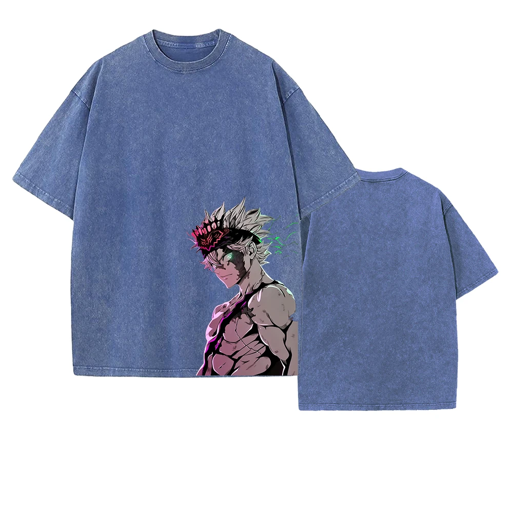 مانغا بلاك كلوفر أستا جرافيك تي شيرت خمر غسلها الم...