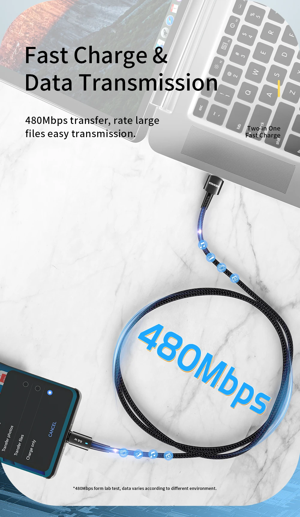 6A USB Cable Type C for Samsung Xiaomi Huawei 66W LED Fast Charging Charger USB