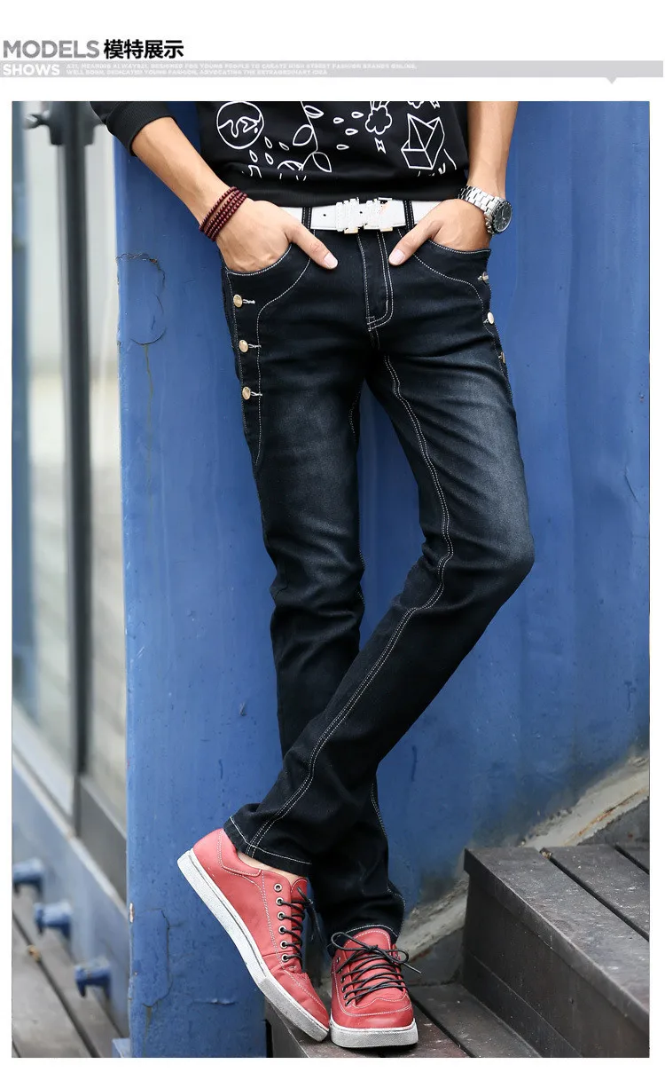 Description Picture 6 of itemFashion Men's Small Feet Jeans Four Season Slim Casual Denim Pants Men Streetwear Versatile Pencil Pants Korean Cowboy Trousers