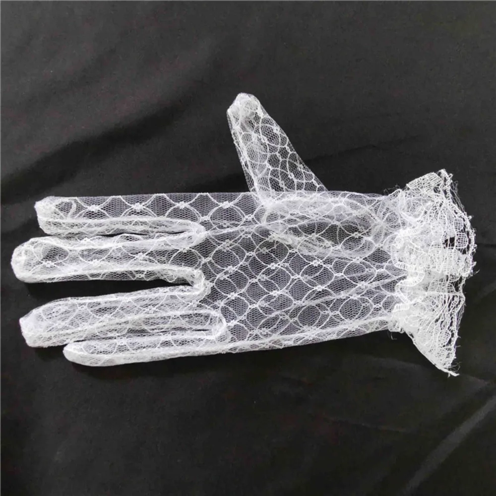 

Elastic Performance Short Cosplay Autumn Dinner Dress Bridal Mesh Gloves Wedding Lace Gloves Thin Mittens