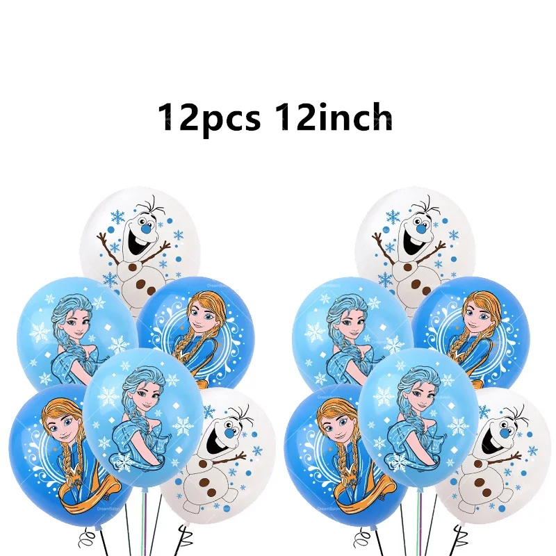 Décoration de fête d'anniversaire reine des neiges rose pour fille, ballon Elsa et Anna, cadeaux, nappe, assiettes, tasses, fournitures de fête prénatale, maison  15