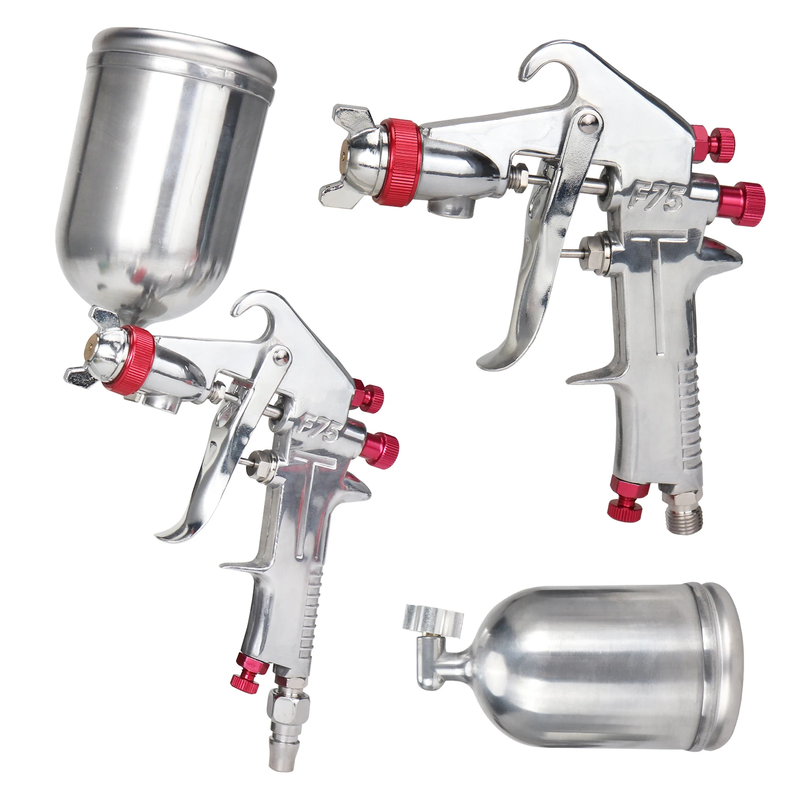Hochwertige Spritzpistole F-75 Lackier pistole 1,5mm Düsen luft spritzpistole Airbrus für Automobil oberflächen möbel Metalls prüh farbe – Detail 7