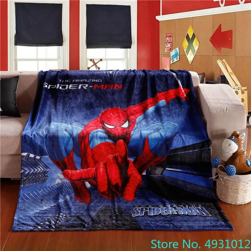 

2024 одеяло с изображением Мстителей с рисунком Человека-паука для мальчиков, детский подарок на кровать/диван, 150x200 см, фланелевые одеяла для спальни