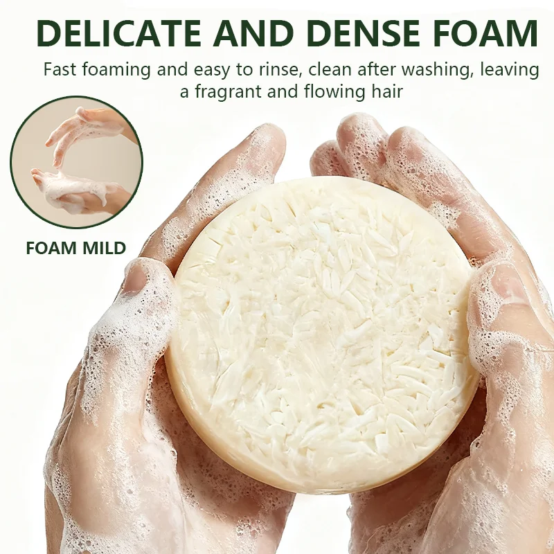 YUITIKUE Usman Grass & Cedar Leaf Shampoo Bar, gently cleanses hair, contains ginseng, Polygonum multiflorum, and rosemary