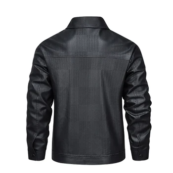 رجال الأعمال سترة جلدية الخريف الشتاء عادية بولي Leather الجلود السائق السترات للرجال Vintage دراجة نارية سترة موضة التلبيب معطف 4
