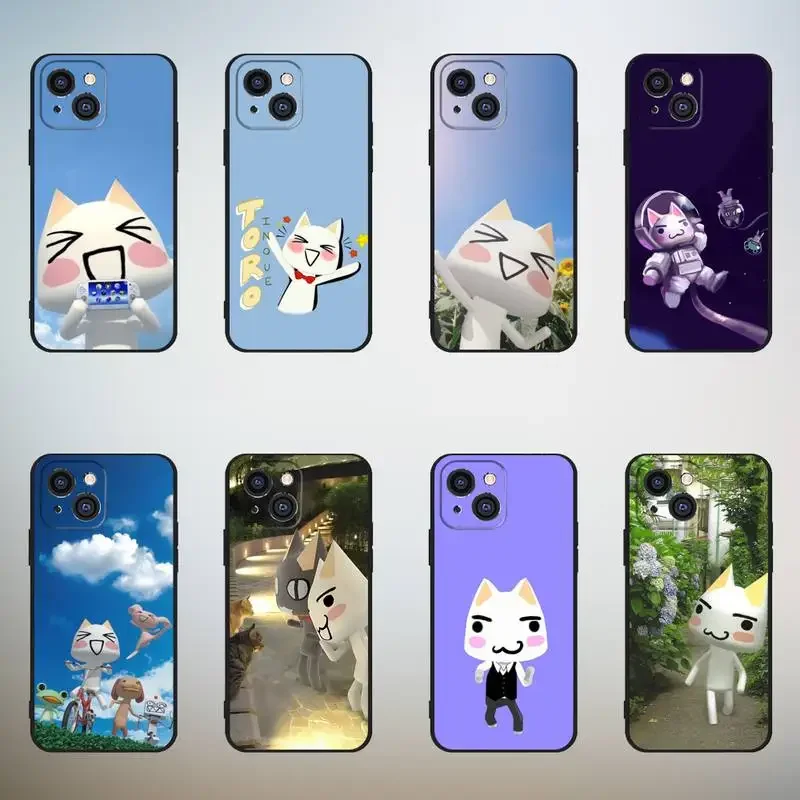 Custodia Per Telefono Cartoon Toro Inoue Cat Per Iphone,11,12,Mini,13,14,15,Pro,Xs,Max,X,Xr,6,7,8,Plus Black Shell