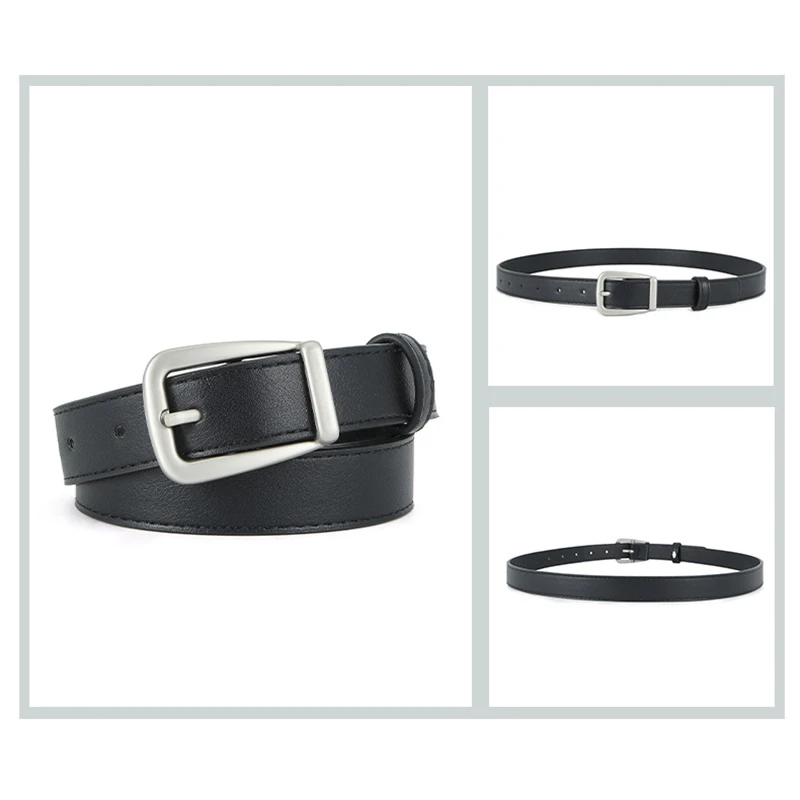 Women Belts New PU Leather Simple Metal Buckle Belt Girls Dress Jean Pants Waistband Belts for Lady Luxury Designer Brand Giedle - 5