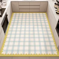 Floor Mat for Kitchen Anti-slip Oil-proof Wipeable Carpet Leather Waterproof PVC Rug Grid Lines Large Size Foot Mats Alfombra 1