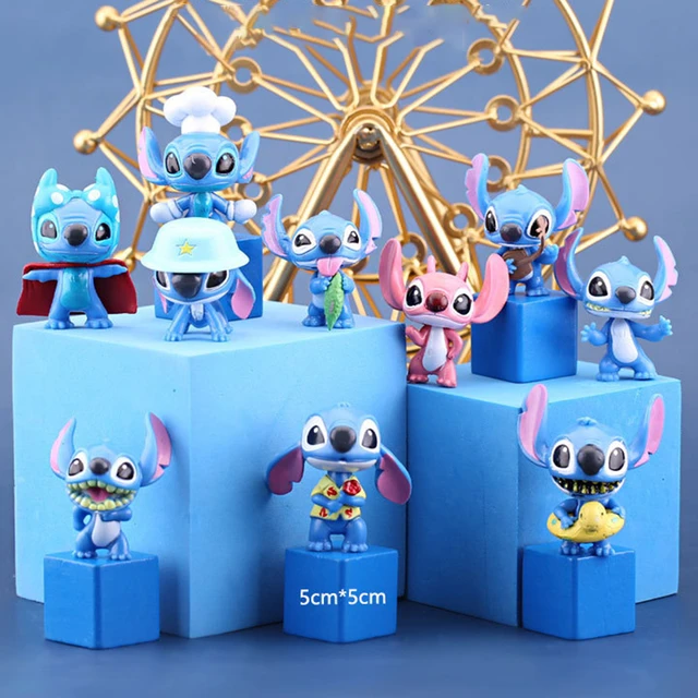 Disney Anime Stitch Action Figure Toy Stitch and Angel 14cm Crystal  Building Blocks Gifts for Kids Room Decoration