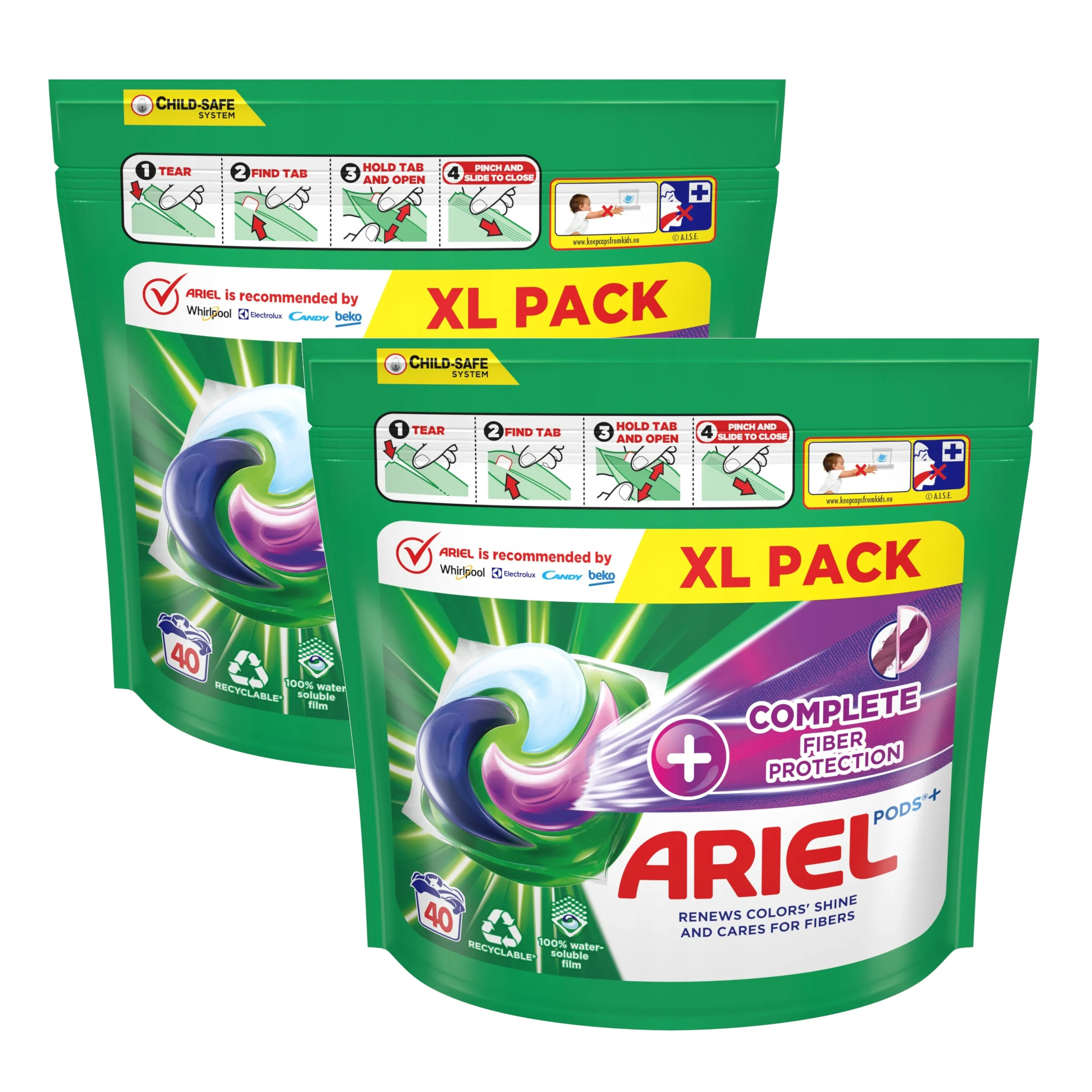 2x Kapsułki do prania ARIEL Complete Fiber Protection kolor 40 szt z Polski za $21.49 / ~80zł