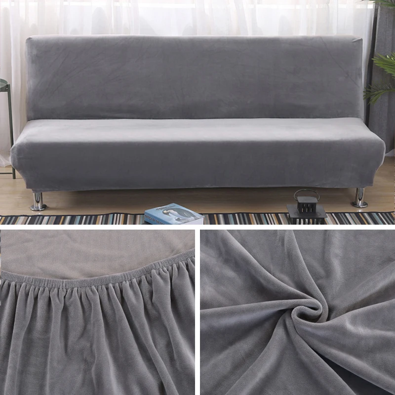 

Plush Sofa Bed Cover Solid All-inclusive Slipcover for Sofa Bed without Armrest Couch Covers for folding Sofa Bed Sofa Cover