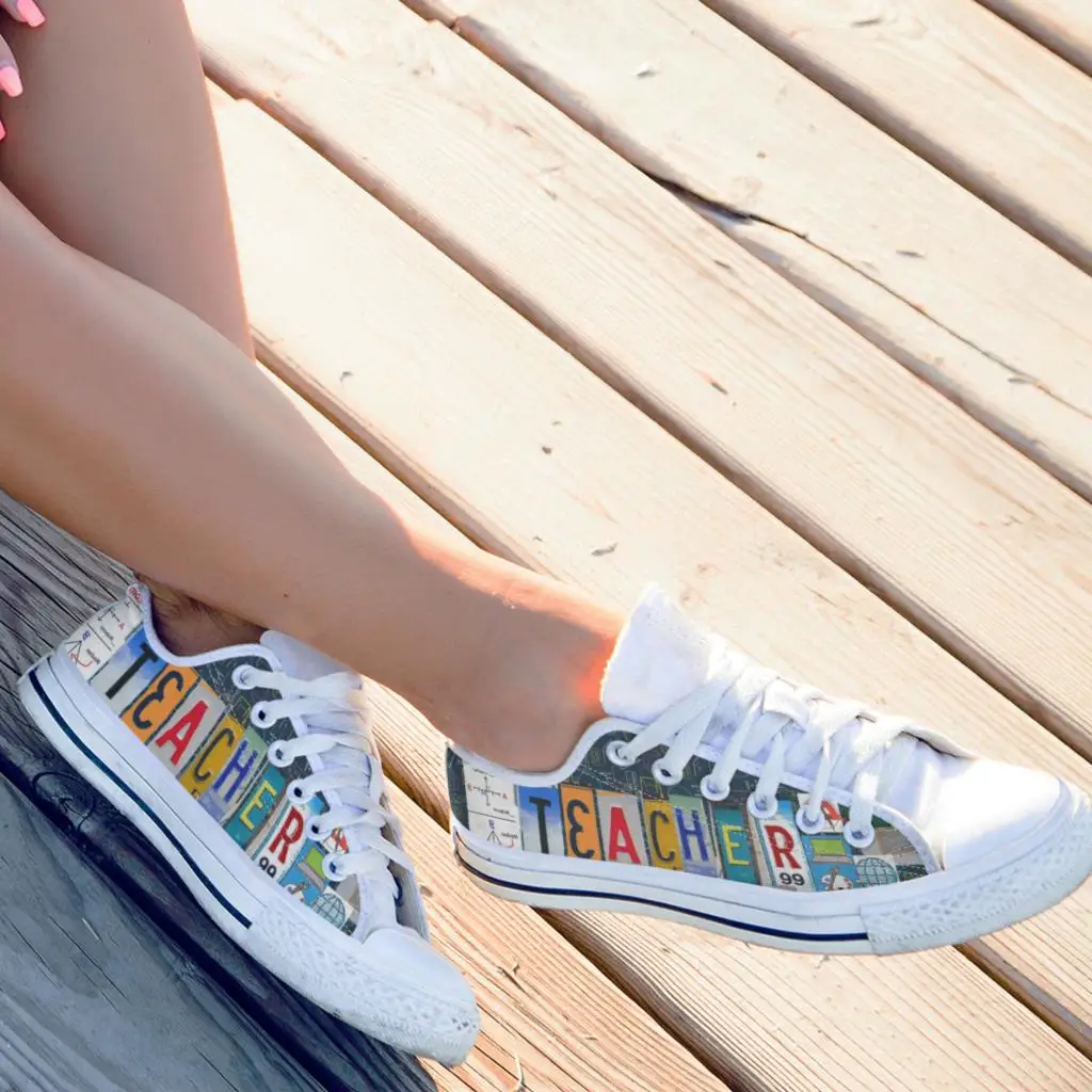 License Plate Teacher Women Canvas Shoes Fashion Summer Casual Sneakers Student Shoes Low Top Woman Vulcanize Shoes