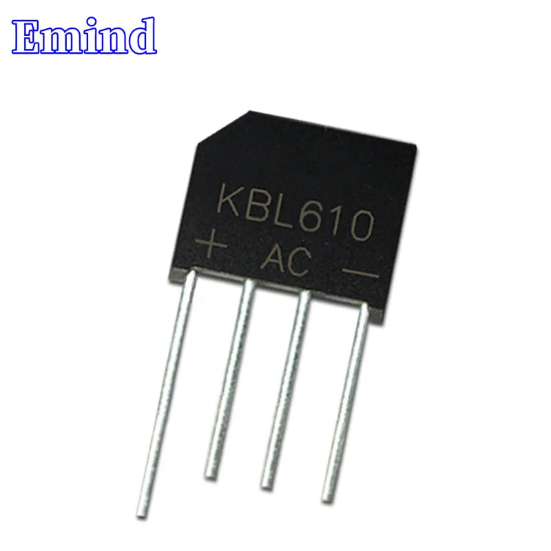 

20/50/100/200/500Pcs KBL610 Bridge Rectifier KBL610G Bridge Stack 6A/1000V KBL Footprint Flat Bridge Cutable Foot