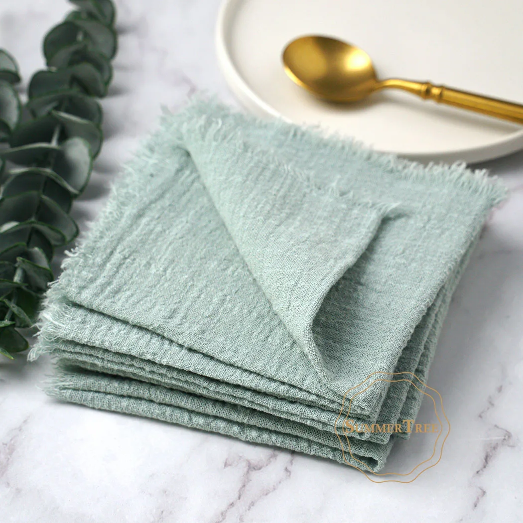 10pcs 32x32cm Cotton Gauze Napkins Retro Burr Design Napkin for Vintage Wedding Receptions Banquets Christmas Table Decoration cotton napkins