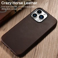 Genuine Leather Case for iPhone 16 Pro Max Real Skin Business Case for iPhone 15 Pro Max 14 Pro 13 Magnetic Charging Back Cover 2