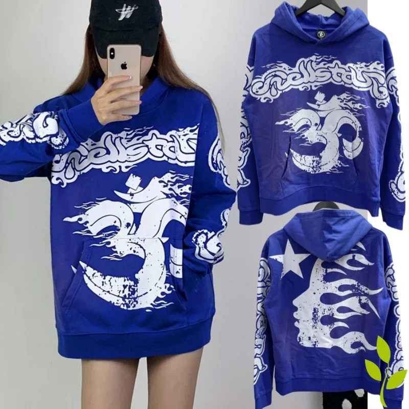 

Hell Hoodie Men Women's Loose Casual Sweatshirt Jumpers Vintage Hip Hop Graffiti Print Hoodies Coats