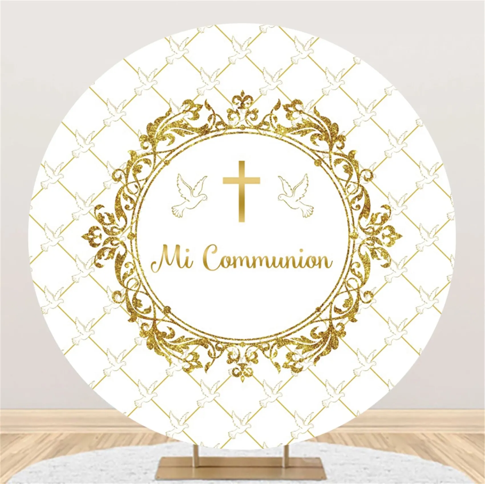 Our Taufe Round Backdrop Cover 2 M | Fotohintergrund Für Taufe, Kommunion, Baby Shower – Mit HD-Druck, Polyester