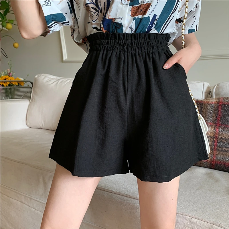 online clothes shopping Yoni Simple Loose Shorts Women Pants Spring High Waist Casual Cotton Solid Shorts Female Trendy Streetwear Elastic Wide Leg Pant mom shorts