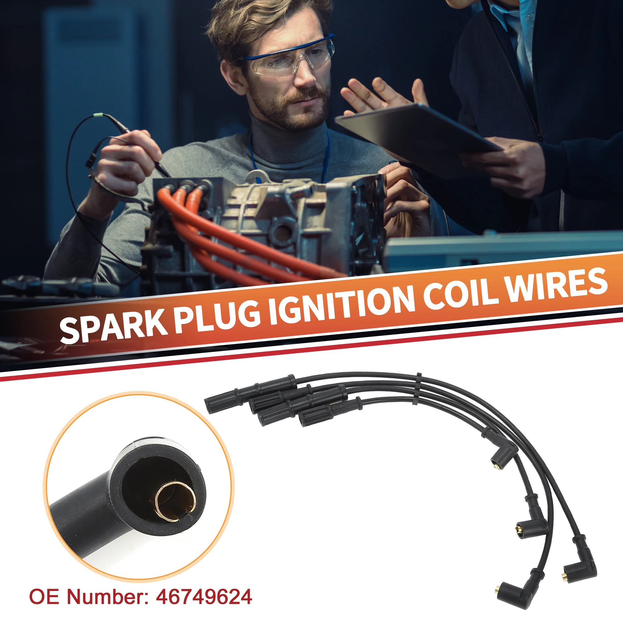 Car Spark Plug Coil Wires Ignition Coil Harness Cable UXCELL Fit Fiat Punto Schragheck 1.2 60 (1999-2012) 44kW No.46749624
