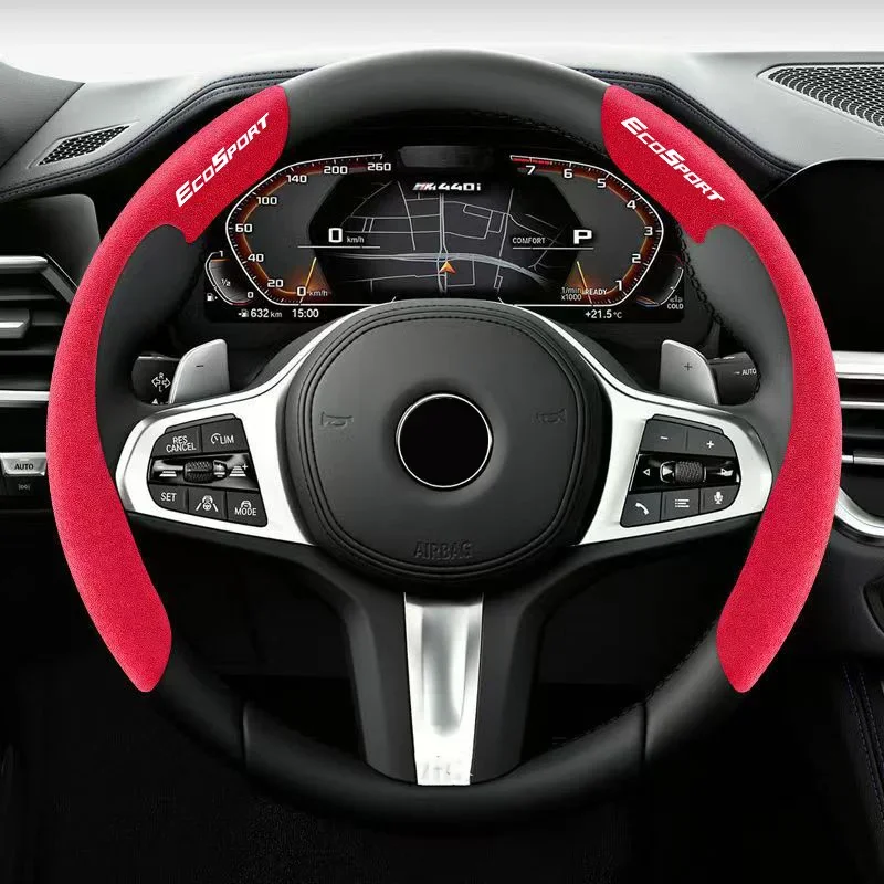 

Car Steering Wheel Cover black suede leather for Ford Ecosport Focus Mondeo ST GT Car Steering Wheel Cover