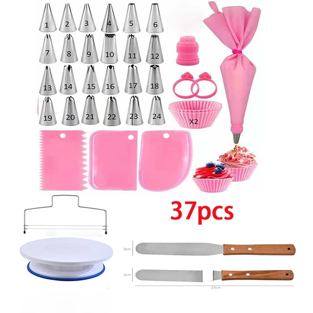 DIY Cake Turntable Cream Decoration Accessories Spatula Set Rotating Stable Anti skid Round Cake Table Kitchen Pastry SET Accessories Russian Piping Tips And Coupler Ball Stainless Steel Icing Nozzle