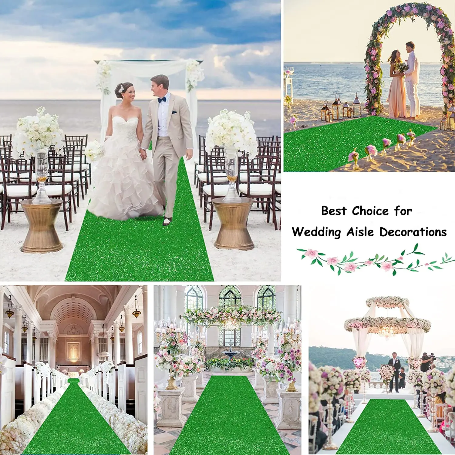 New Sparkling Green Carpet Wedding Hall, Corridor Decoration Carpet, Wedding Decoration, Holiday Accessories, Outdoor Carpet