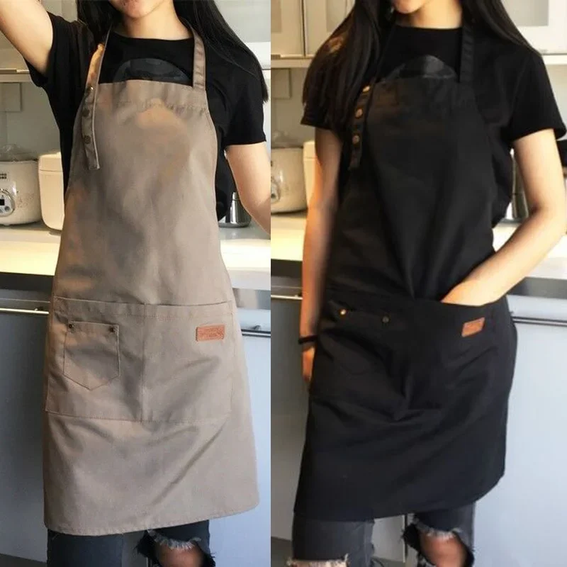 

Bib Apron Dress 2 Pockets Chef Waiter Aprons Bibs Womens Mens Cooking Restaurant Kitchen Accessories