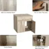 24" Bathroom Vanity Sink Combo Wall Mounted Natural Cabinet Vanity Set Brown Round Tempered Glass Vessel Sink Top, W/ORB Faucet 4