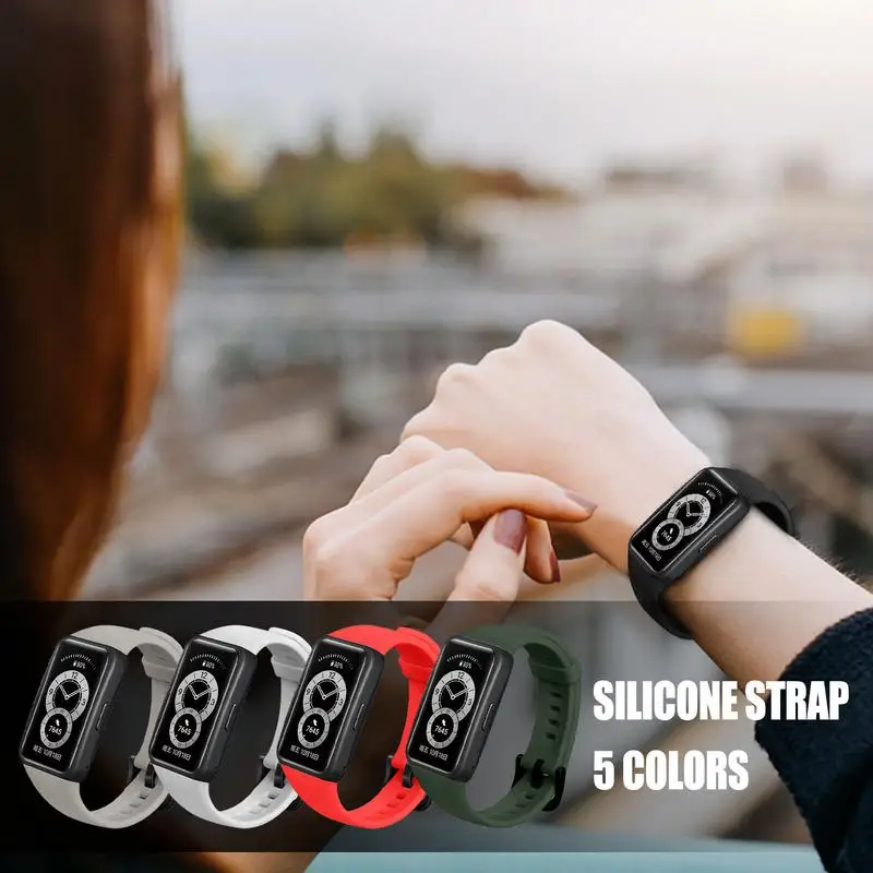 

Silicone Strap Band ForHuawei Band 6 HuaweiHonor Quick Release Strap Replacement Accessories For Smartwatches For Men Women