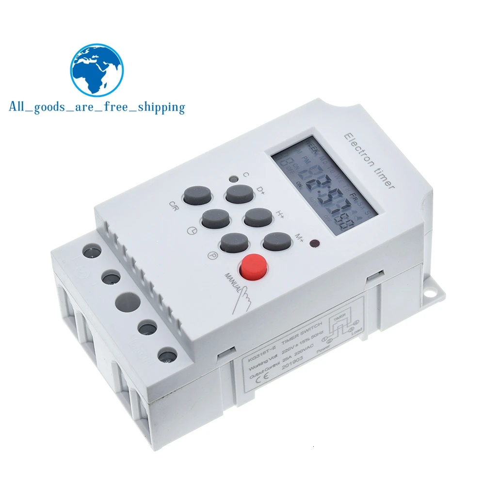 KG316T-II Elektronischer Timer AC 220 V 25 A DIN-Schiene Digitaler programmierbarer elektronischer Zeitschaltuhr Elektrische Gerätesteuerung Ein/Aus – Detail 1