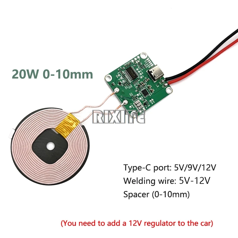 20W Type-C Wireless Charger Transmitter Module Circuit Board Fast Charging Coil 5V 9V 12V For DIY Car Phone Battery wireless charger fast charger